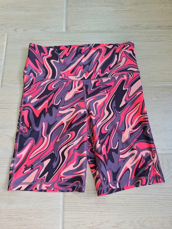 Womens Under Armour Hi Rise Bike Cycling Shorts Heatgear Pink Compression Medium - Picture 5 of 6